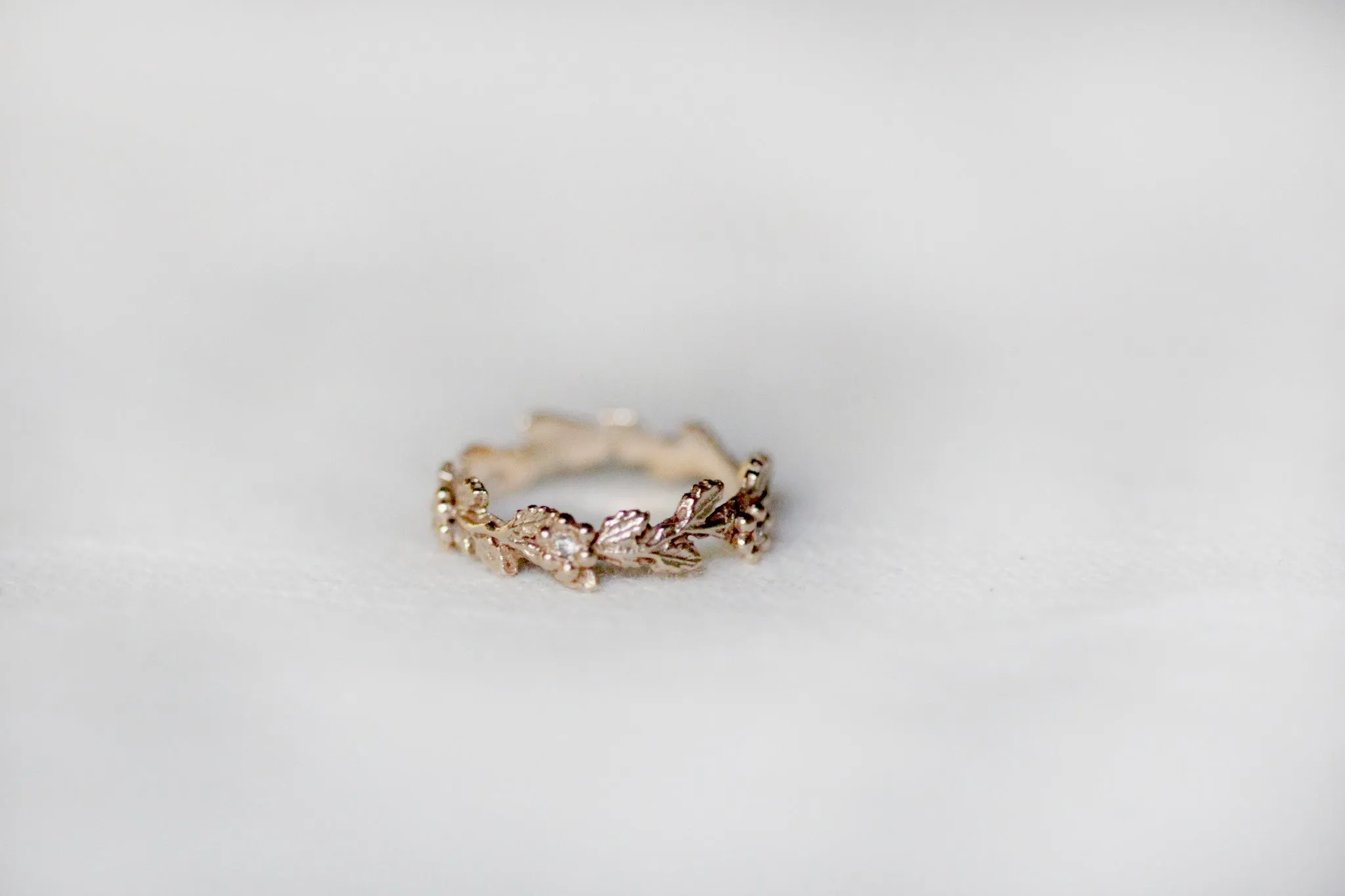 Preorder * Floral Branch Unique Diamond Leaf Gold Ring