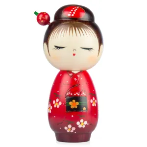 Pretty Red Hairpin Japanese Kokeshi Doll