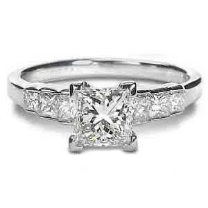 Priceless 1.35 CT Princess Cut Diamond Engagement Ring in 14KT White Gold