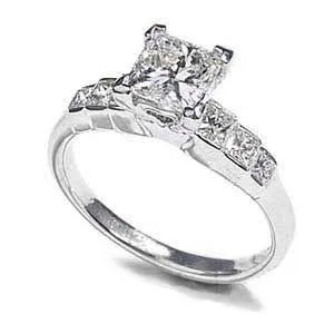 Priceless 1.35 CT Princess Cut Diamond Engagement Ring in 14KT White Gold