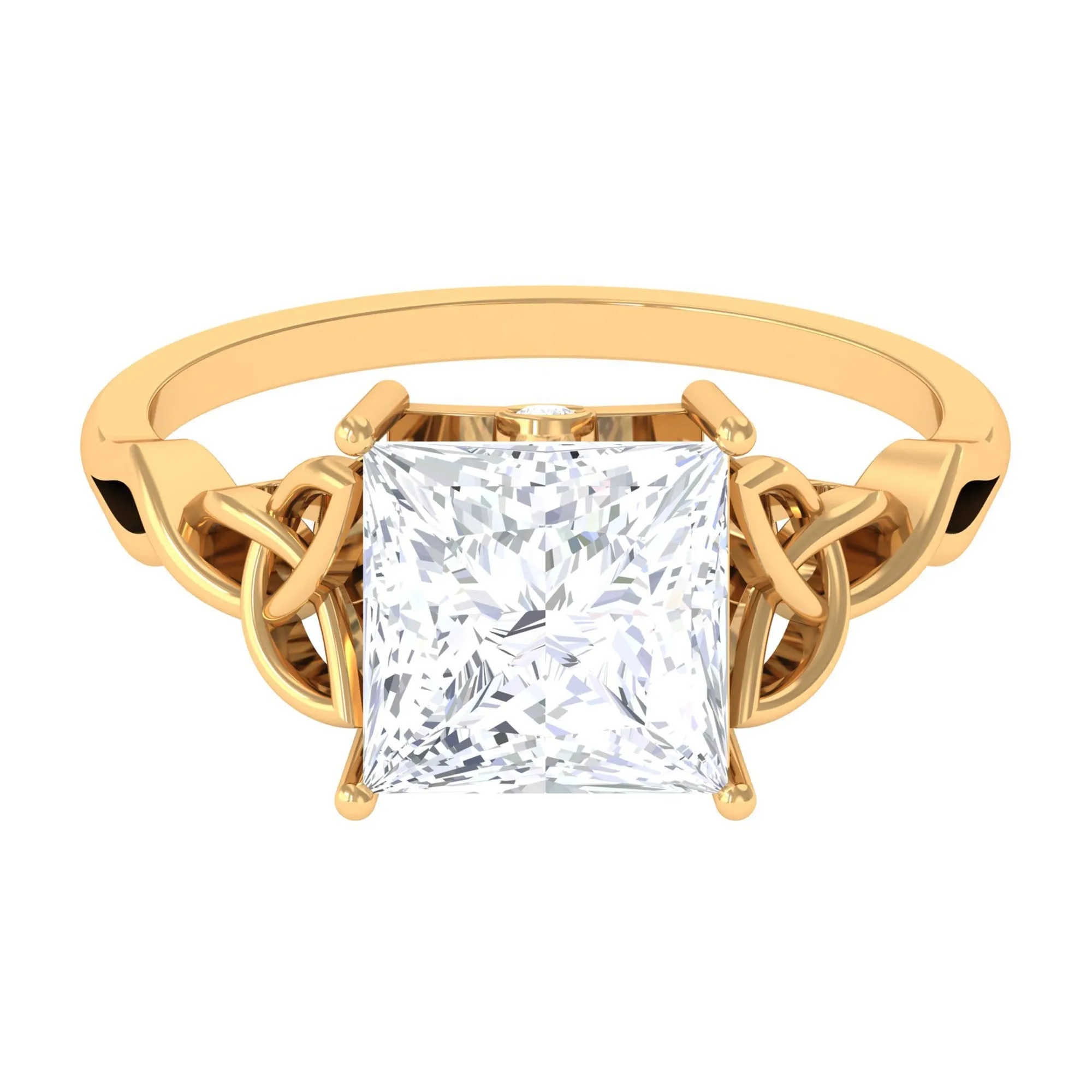 Princess Cut Solitaire Moissanite Celtic Knot Engagement Ring