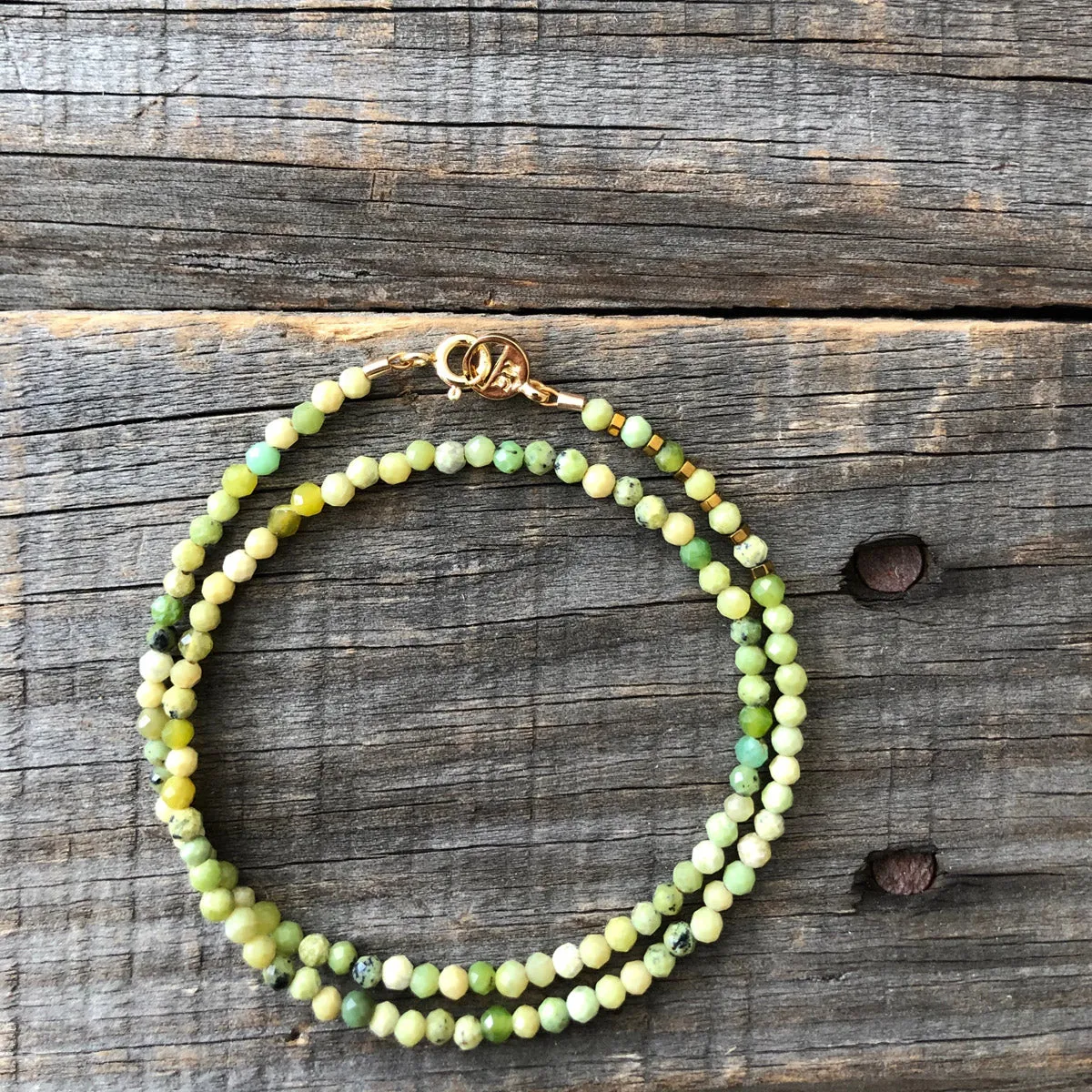 "Miners Delight" Jade and Hematite Wrap Bracelet