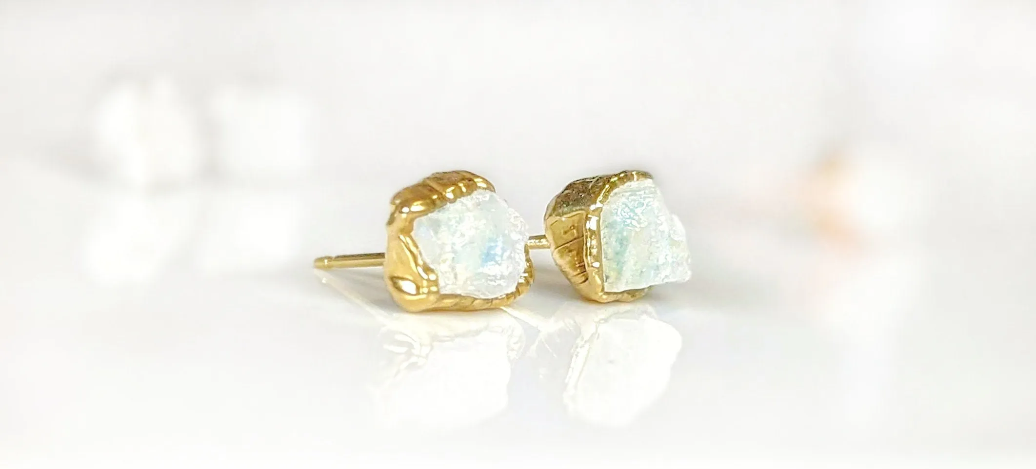 Raw Moonstone stud earrings