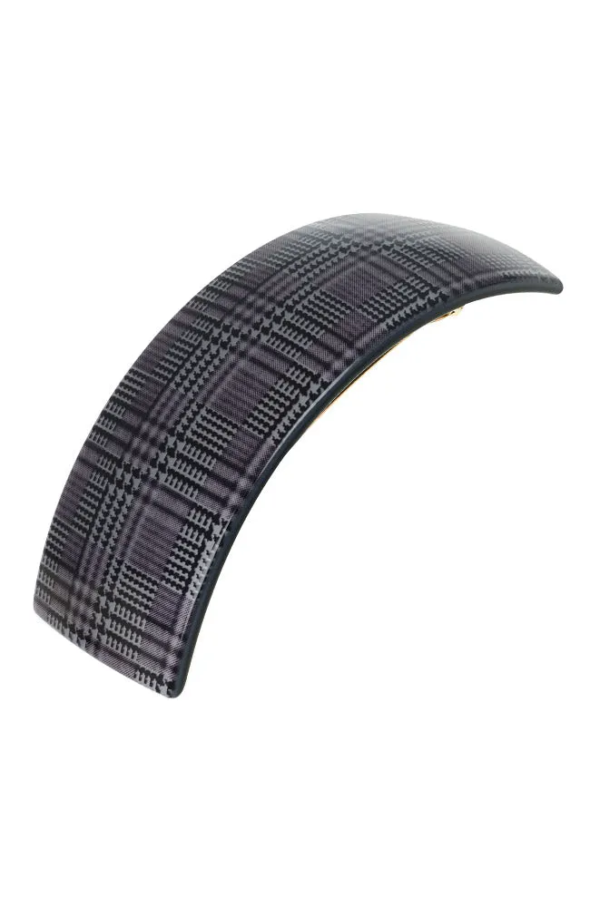 Rectangle Volume Barrette - Plaid Black