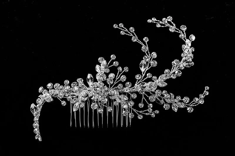 Reina Floral Spray Hair Comb | Swarovski Crystal