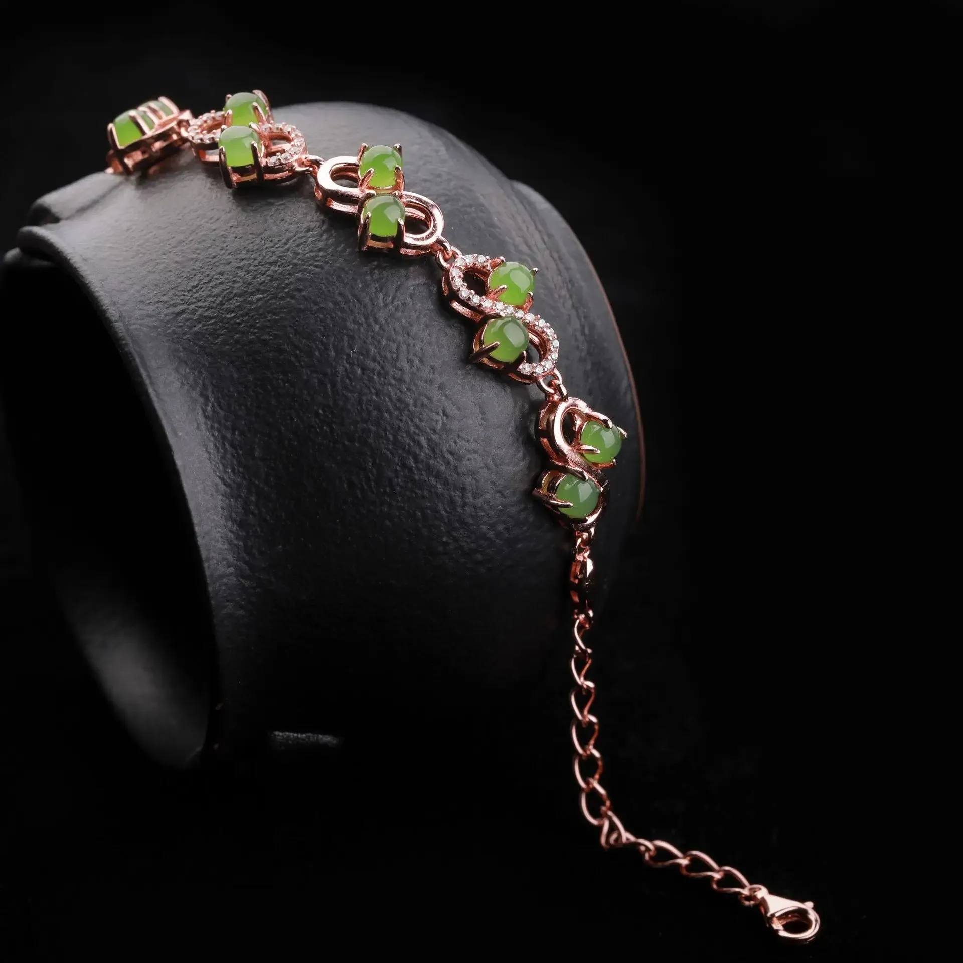 Rose Gold Plated S925 Silver Natural Jade Bracelet for Women