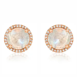 Rosie 7.0mm Rainbow Moonstone & Diamond Post Earrings