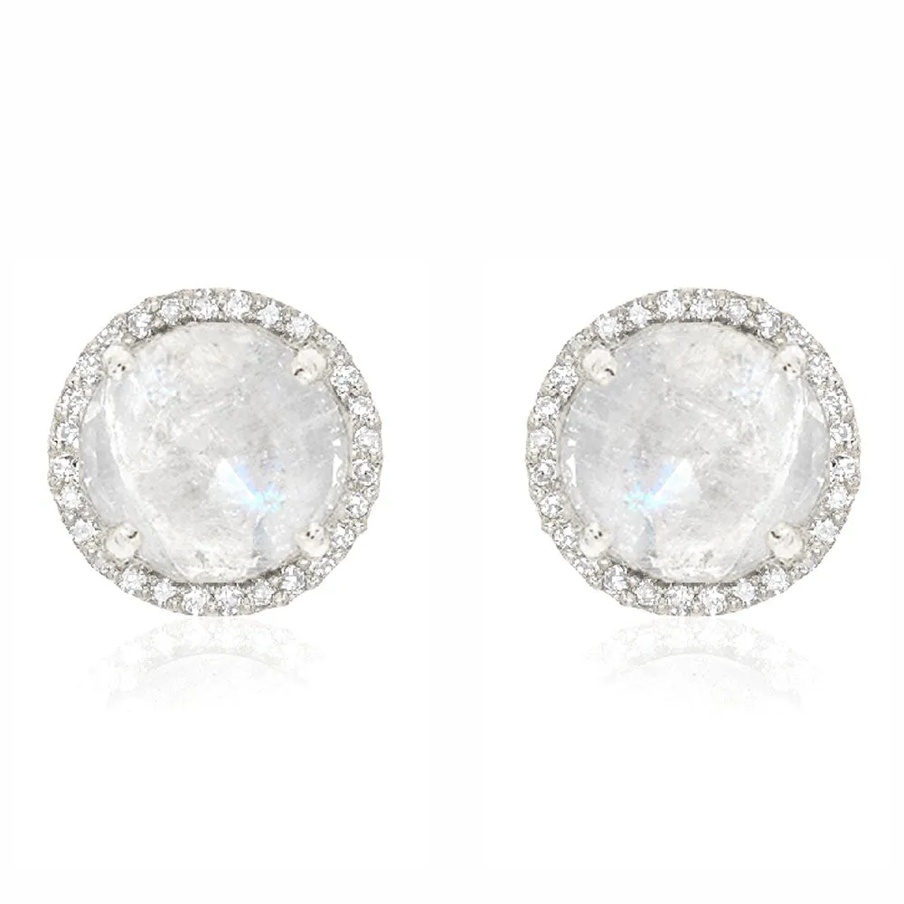 Rosie 7.0mm Rainbow Moonstone & Diamond Post Earrings