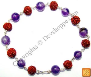 Rudraksha Amethyst Combination Silver Bracelet