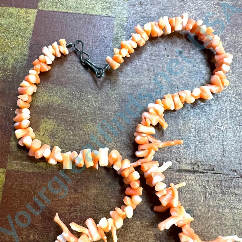 Rustic Vintage Salmon Branch C0ral Necklace 17”