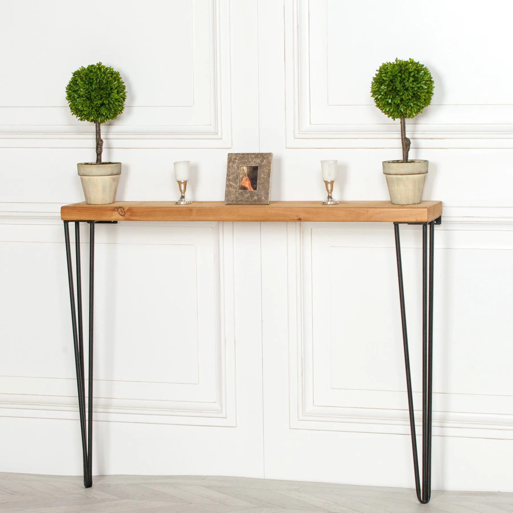 Rustic Wooden Hairpin Hall Table Console 77Cm