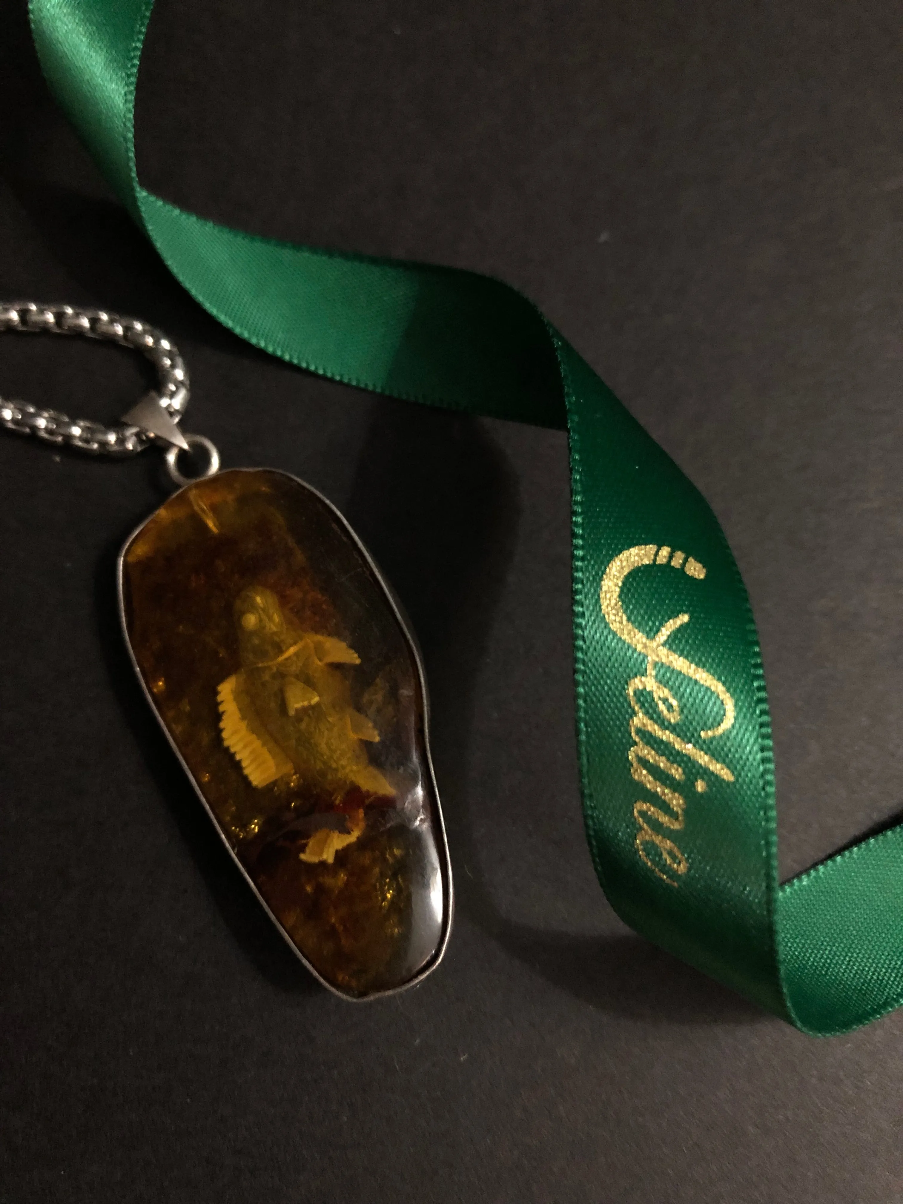 Saffron Amber Pendant Necklace