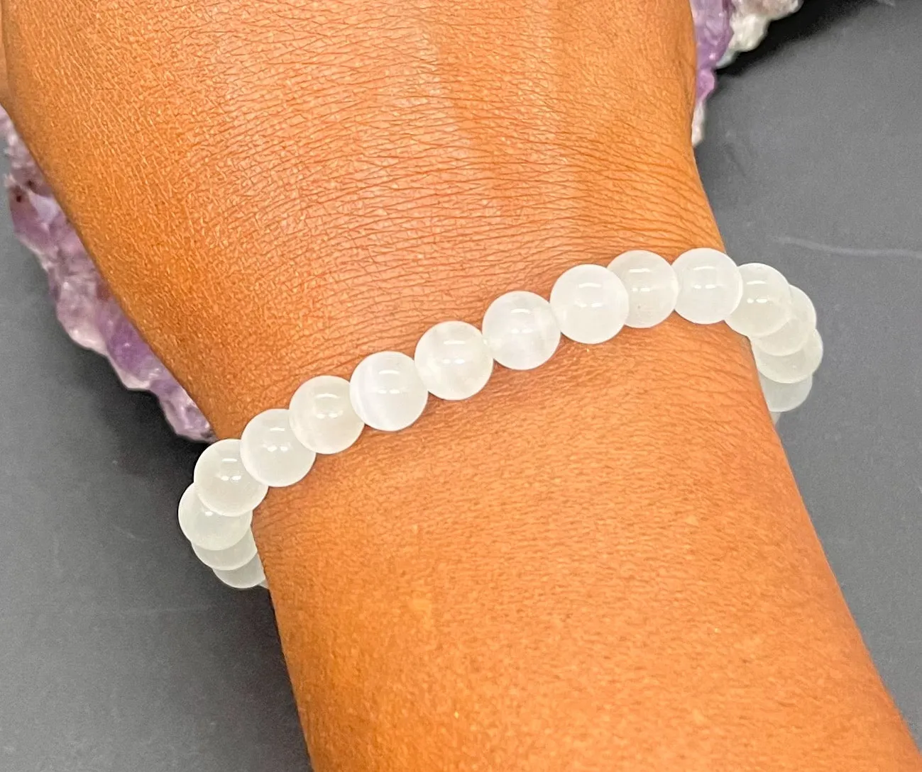 Selenite 8 mm Stretchy Bracelet