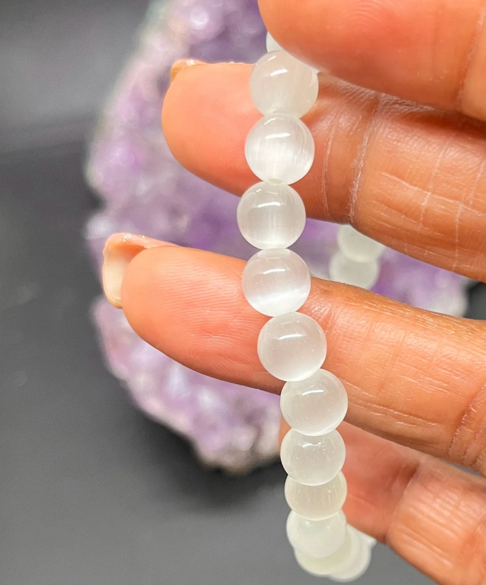 Selenite 8 mm Stretchy Bracelet