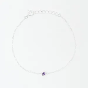 Silver Amethyst Solitaire Bracelet