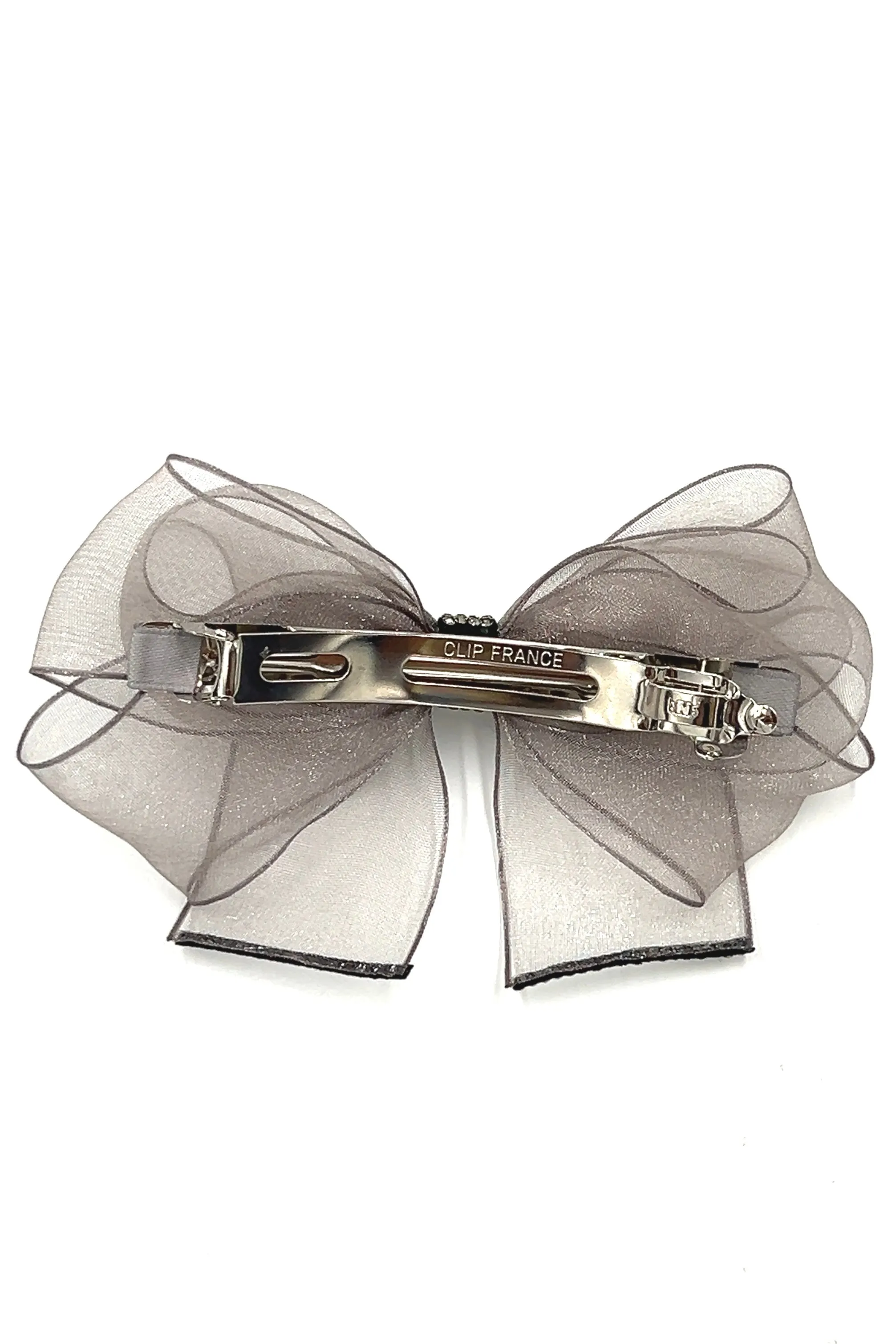 Silver Chiffon Bow Barrette