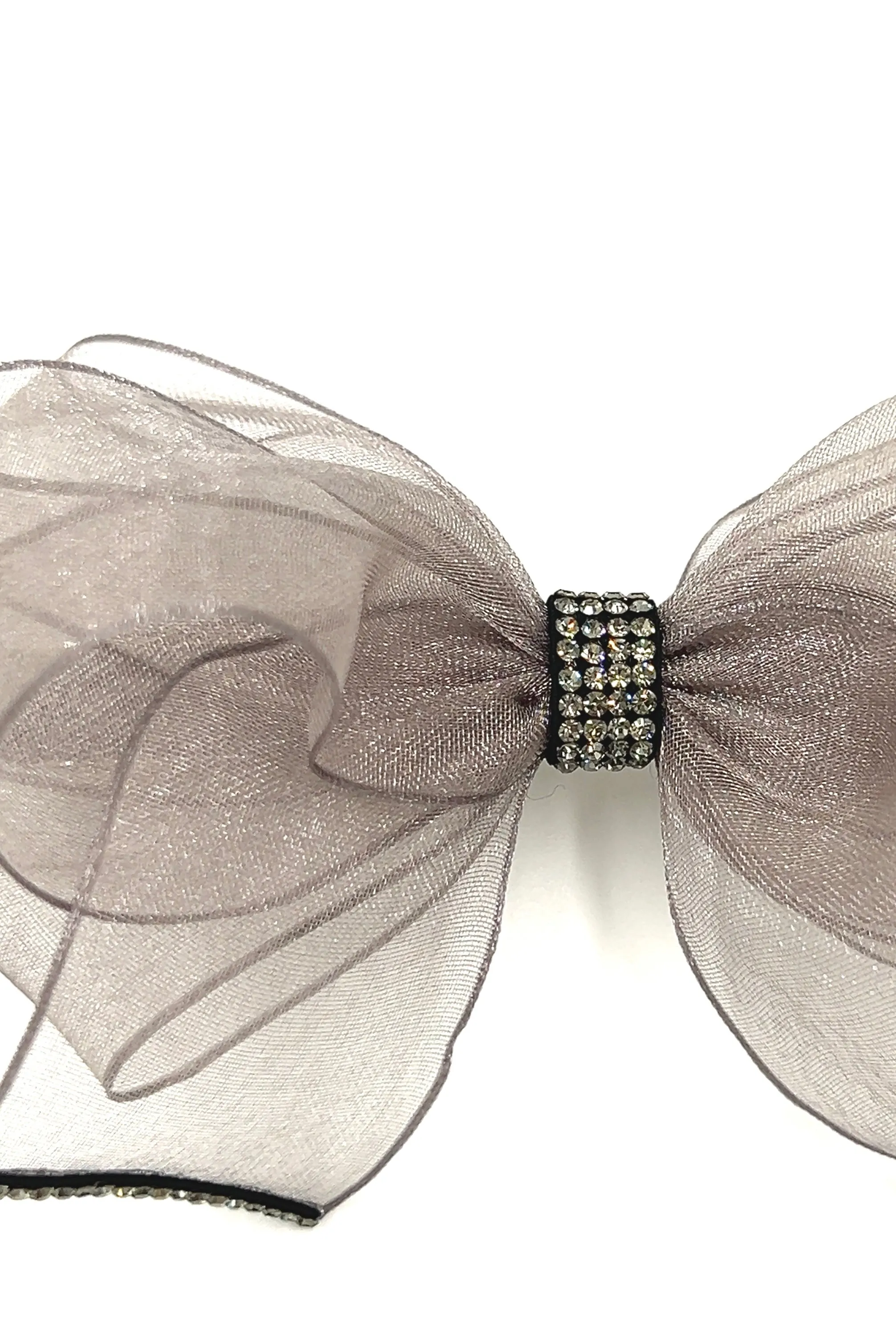 Silver Chiffon Bow Barrette