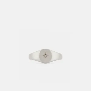 Silver Diamond Signet Ring