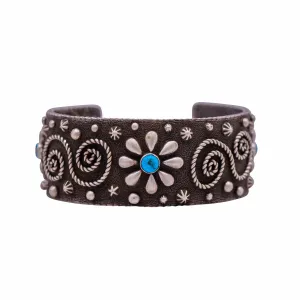 Silver Filigree & Sleeping Beauty Turquoise Cuff | Artisan Handmade