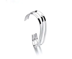 Silver Triple Wave Cuff Bangle