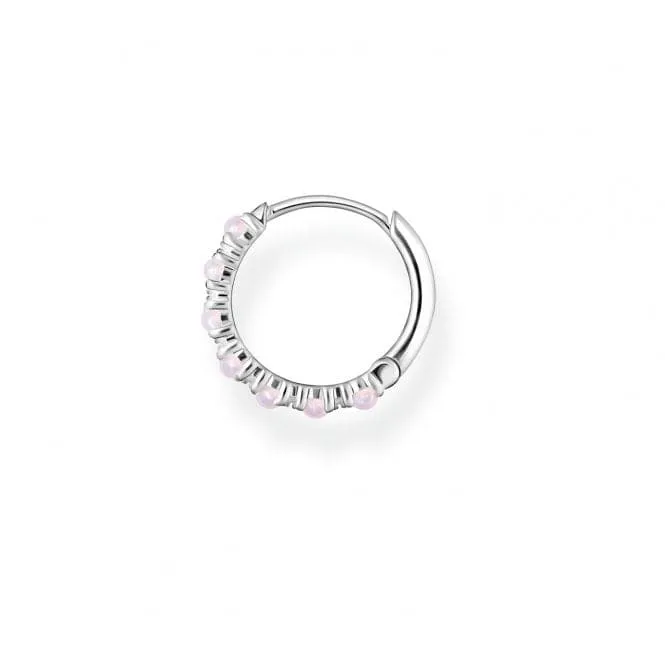 Silver Zirconia Pink Stones Single Hoop Earring CR664-166-7