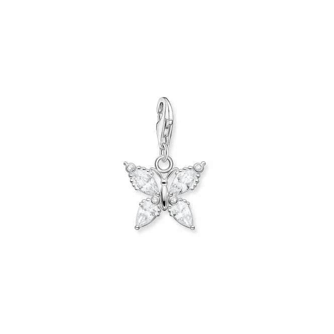 Silver Zirconia White Butterfly Charm 1862-051-14