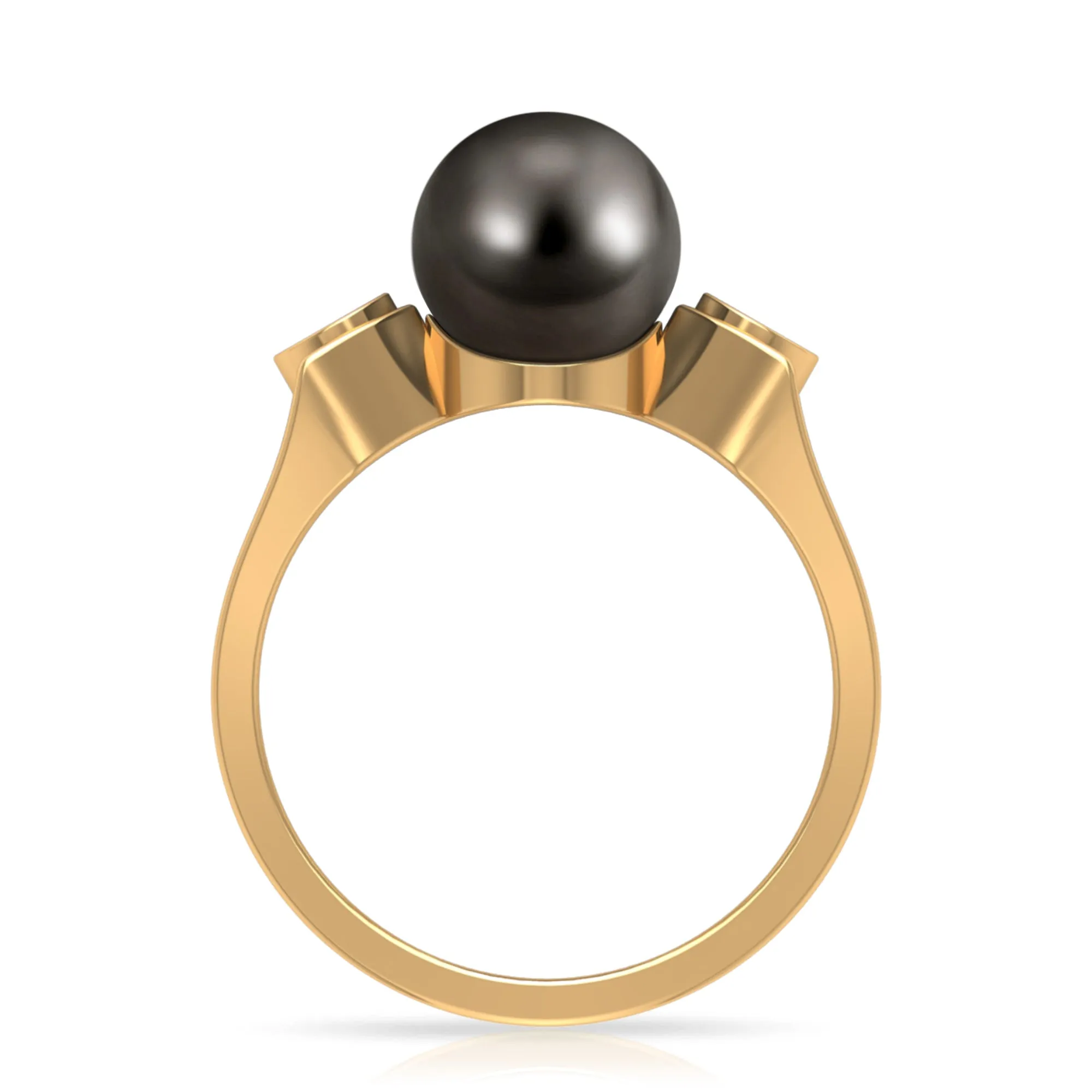 Solitaire Tahitian Pearl Contemporary Engagement Ring with Diamond