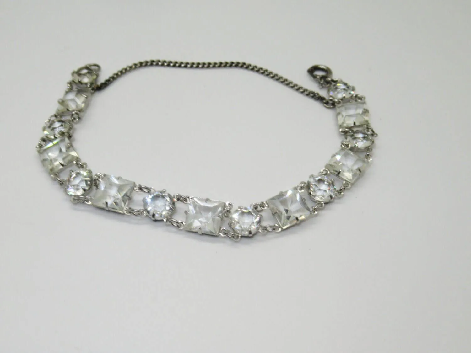 Sparkling Vintage Deco Crystal Squares Bracelet