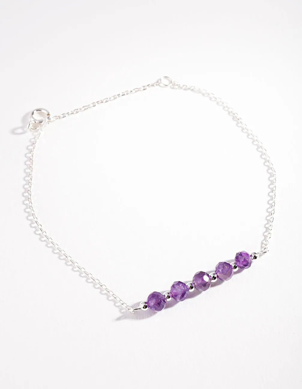 Sterling Silver Amethyst Faceted Bead Bracelet