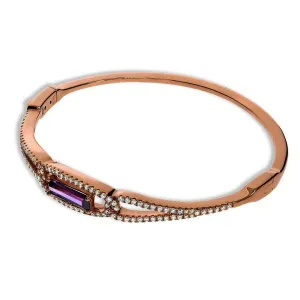 Sterling Silver & Rose Gold Vermeil Pave CZ Bangle