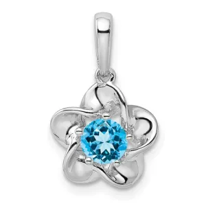 Sterling Silver Blue Topaz Flower Pendant