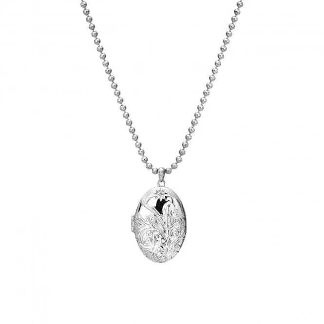 Sterling Silver Memories Engraved Oval Locket Pendant DP773