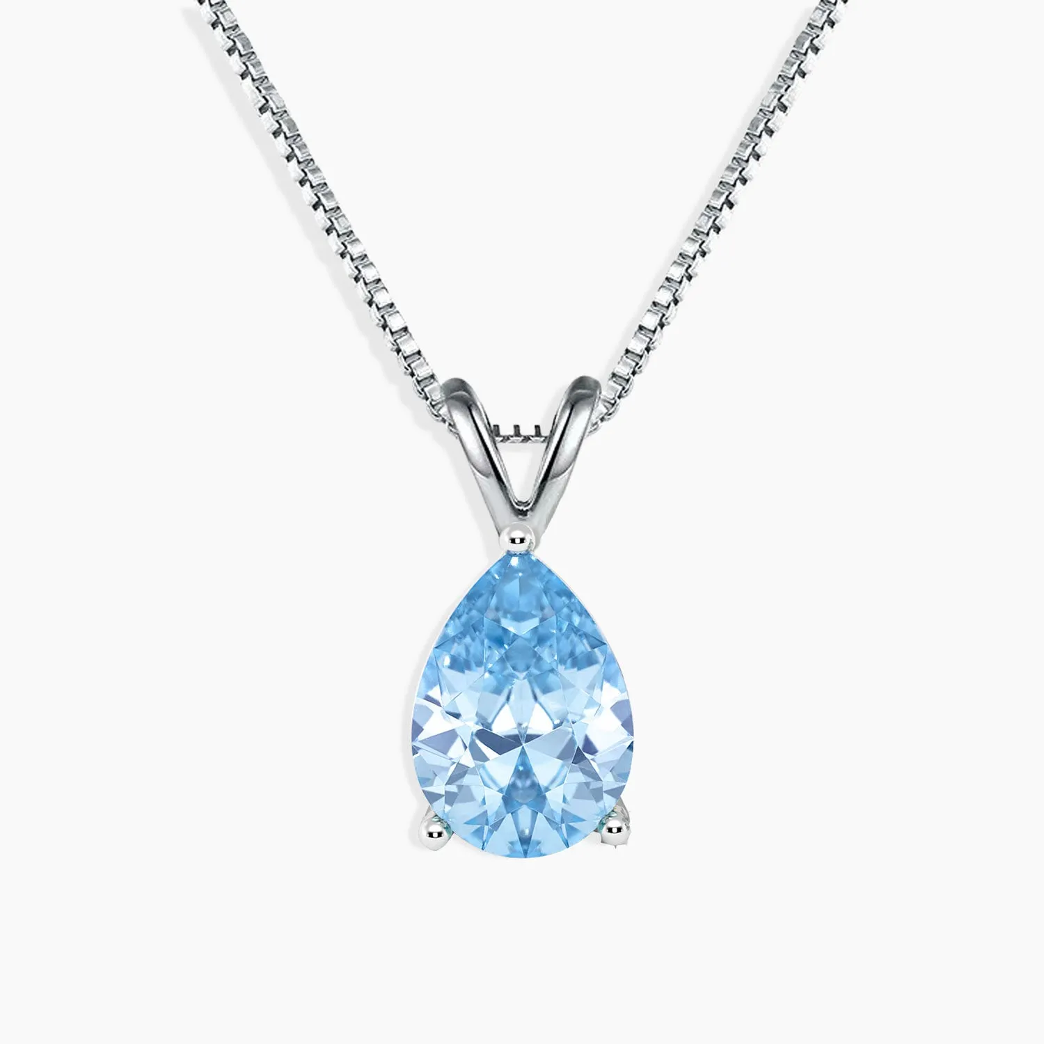 Swiss Blue Topaz  Pear Shape Pendant Necklace - 925 Sterling Silver