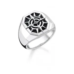 Thomas Sabo Black Compass Signet Ring TR2274-641-11