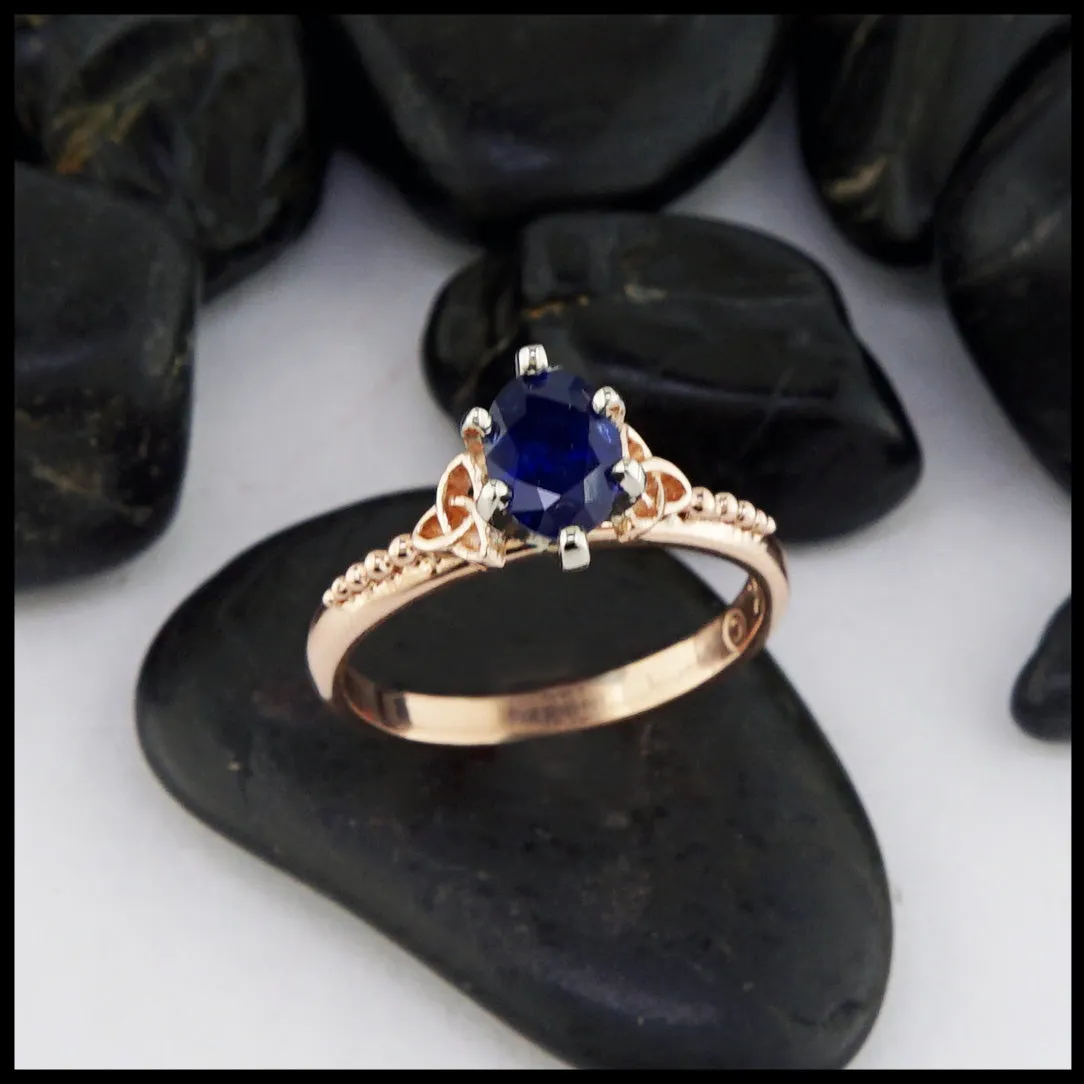 Trinity Knot Blue Sapphire Ring