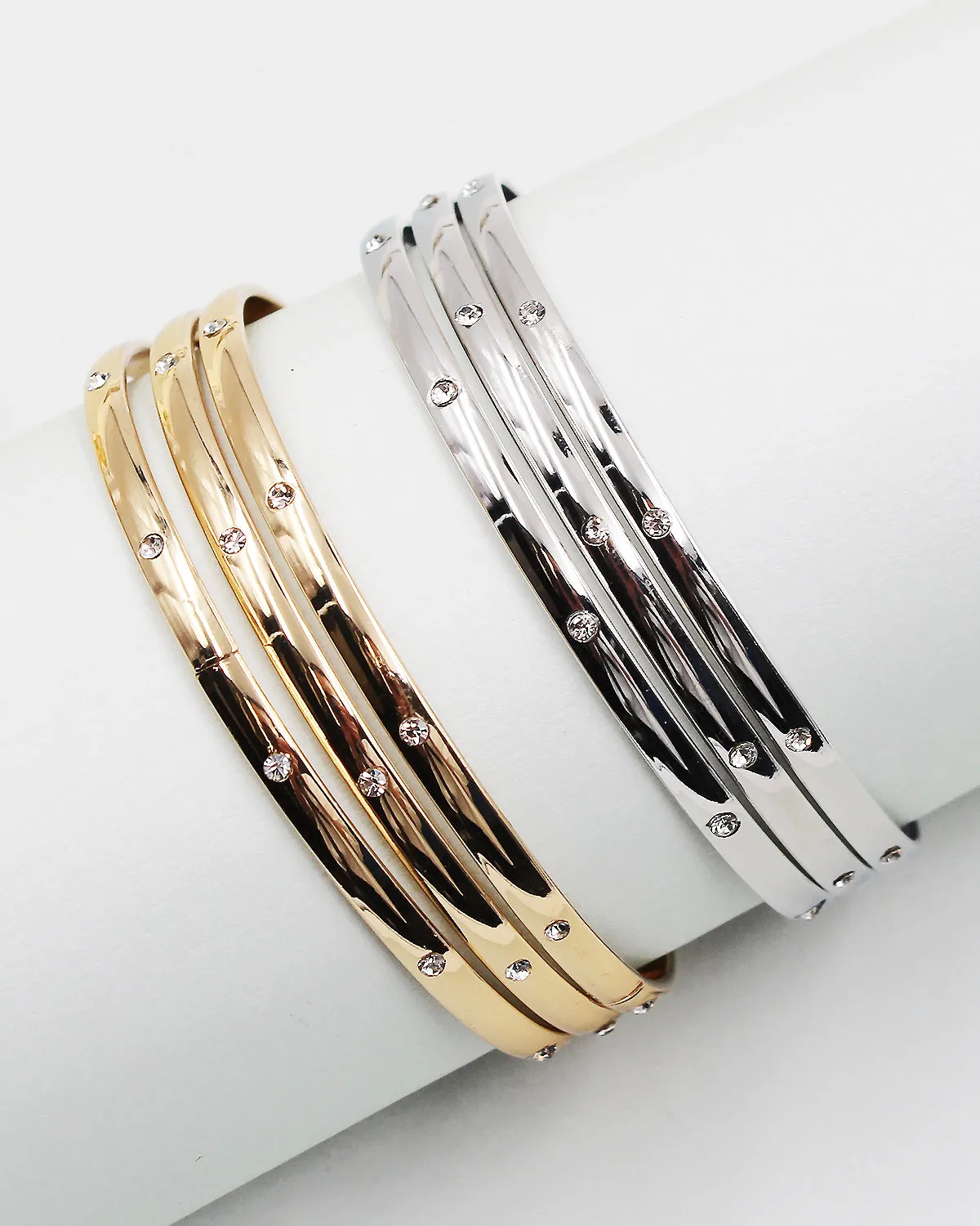 Triple Layered High Gloss Metal Bangles Set