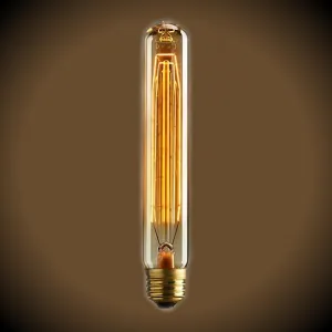 Tubular Vintage Light Bulb - 30 Watt - 7.4 in Length - Amber