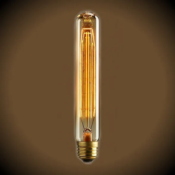 Tubular Vintage Light Bulb - 30 Watt - 7.4 in Length - Amber