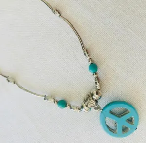 Turquoise Pendant Necklace - Peace