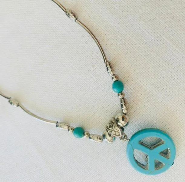 Turquoise Pendant Necklace - Peace