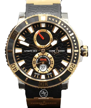 Ulysse Nardin Maxi Marine Diver 265-90 Titanium 18k Rose Gold 45mm Blacl Dial Watch BOX/PAPER