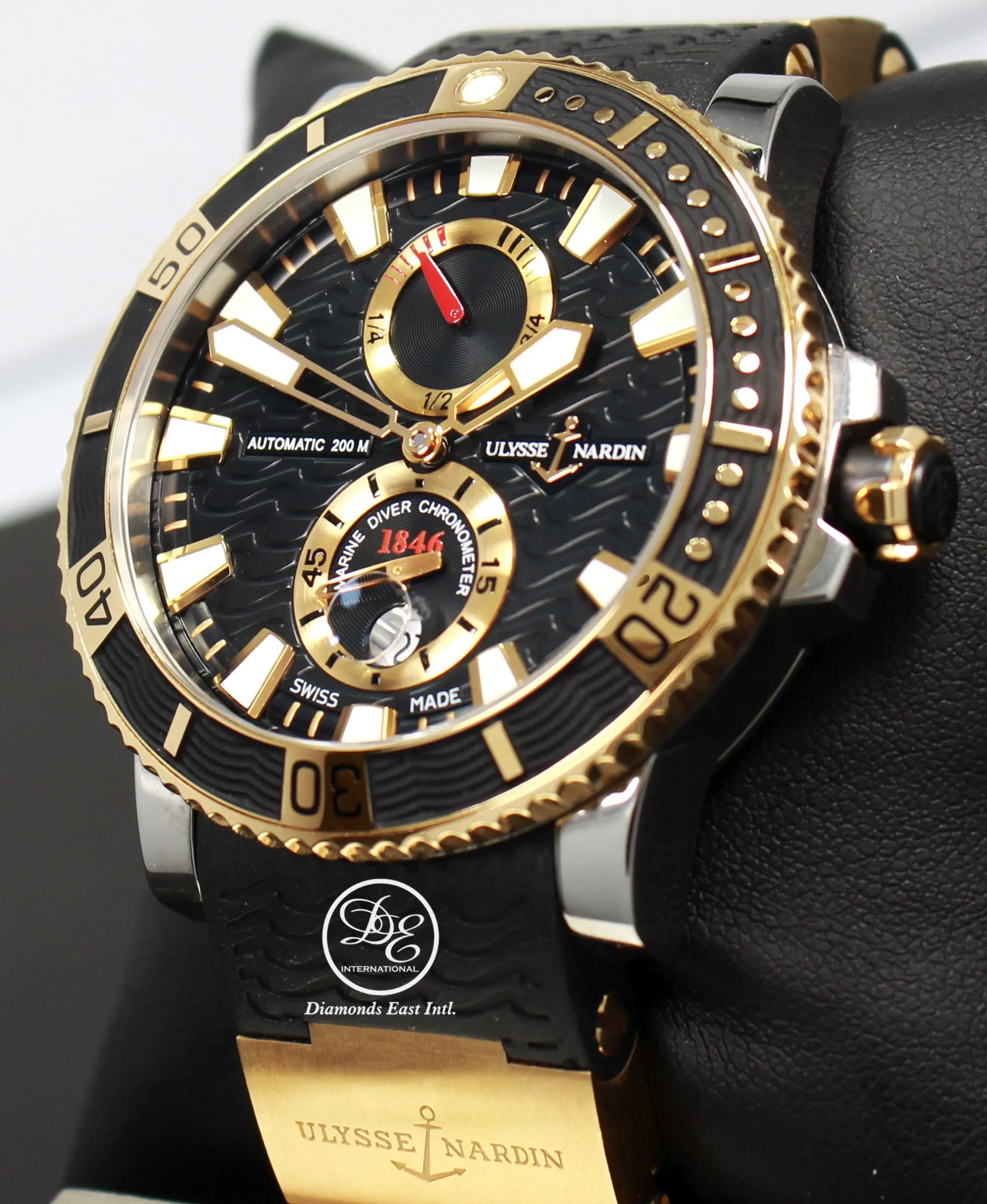 Ulysse Nardin Maxi Marine Diver 265-90 Titanium 18k Rose Gold 45mm Blacl Dial Watch BOX/PAPER