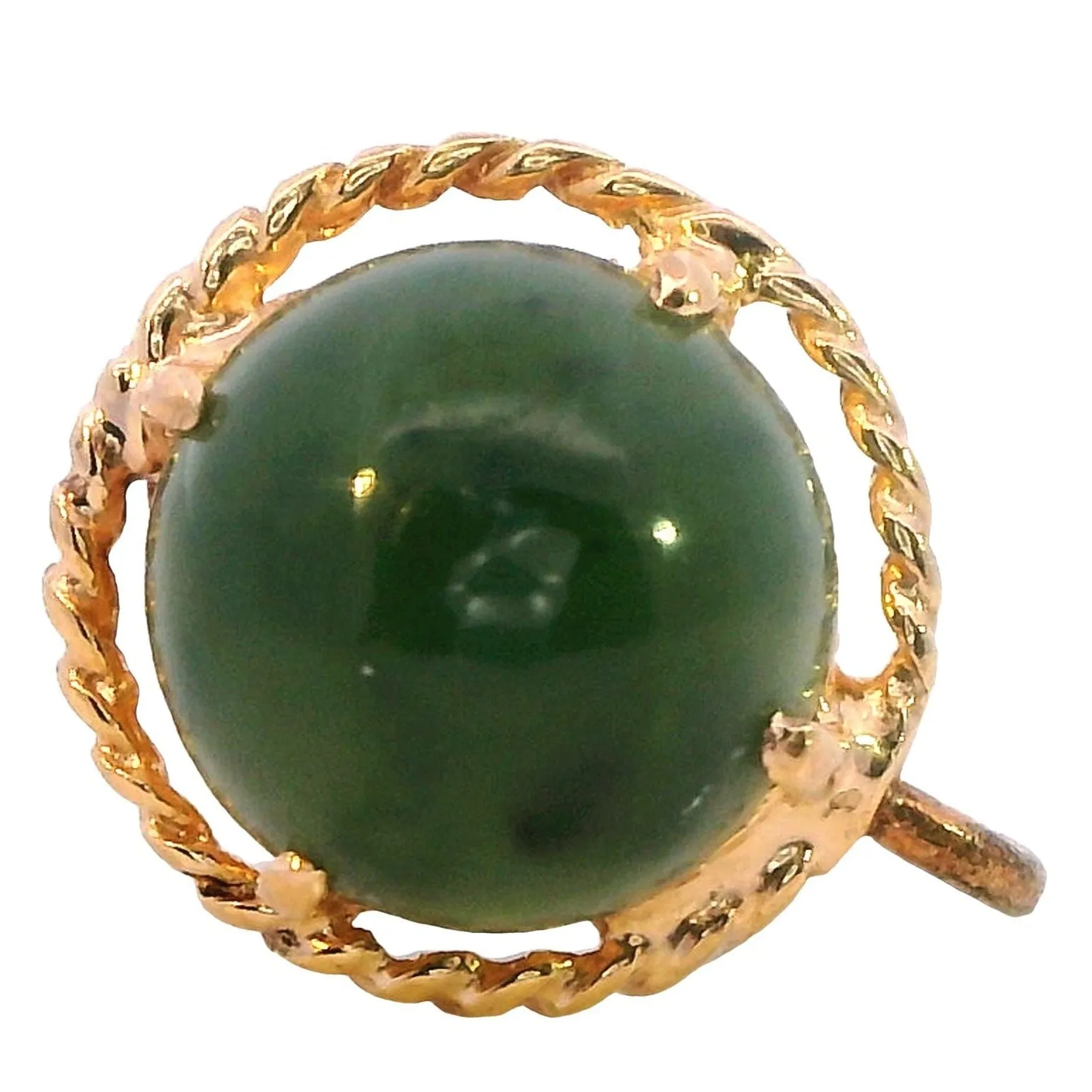 Vintage Elegance: Nephrite Jade Gold-Tone Screw Earrings - A Sustainable Choice