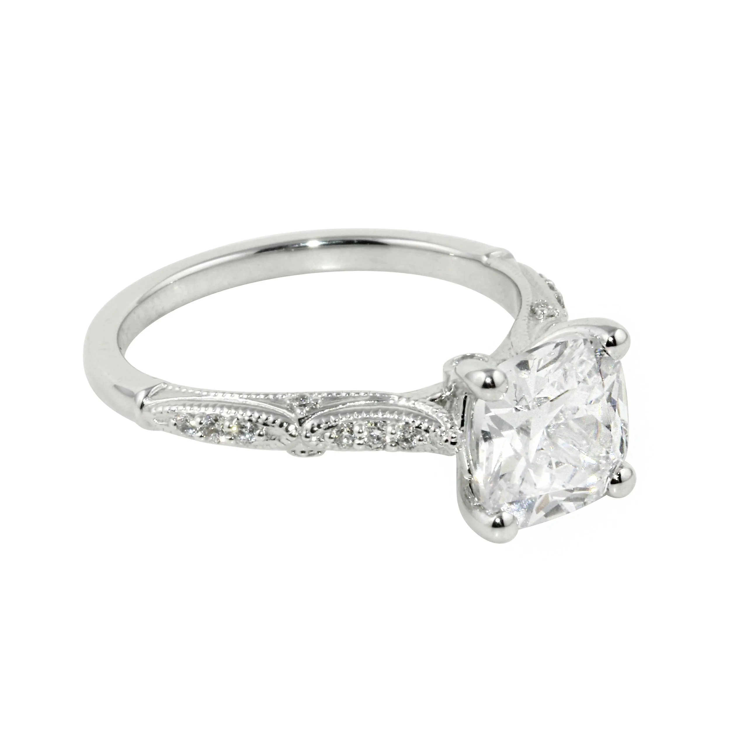 Vintage-Inspired Cushion Cut Diamond Engagement Ring