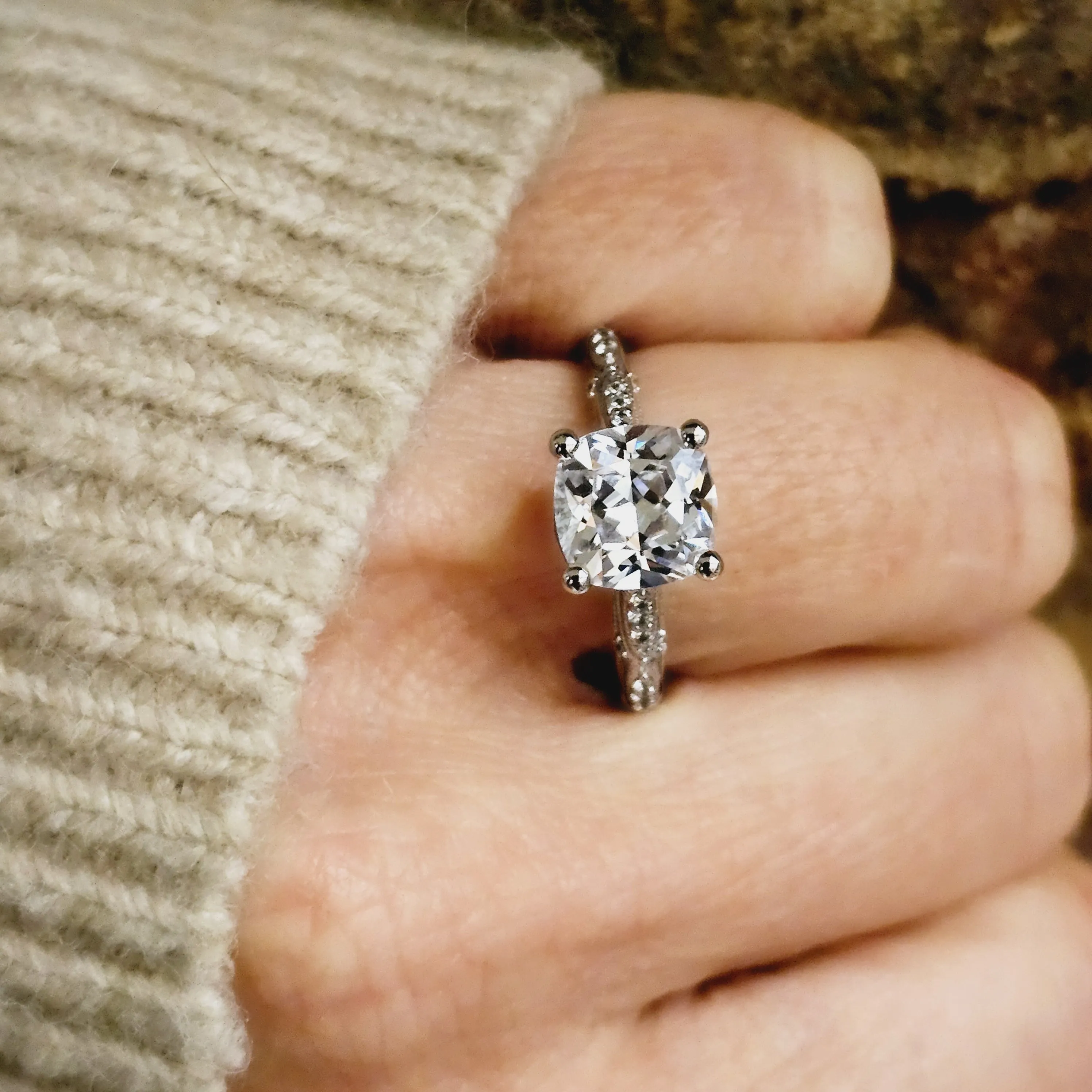 Vintage-Inspired Cushion Cut Diamond Engagement Ring