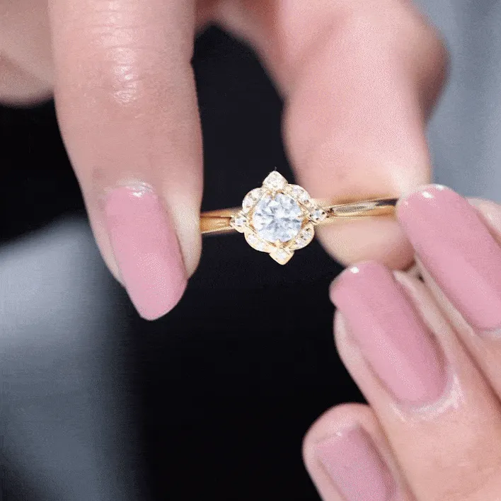 Vintage Inspired Moissanite Engagement Ring in Gold