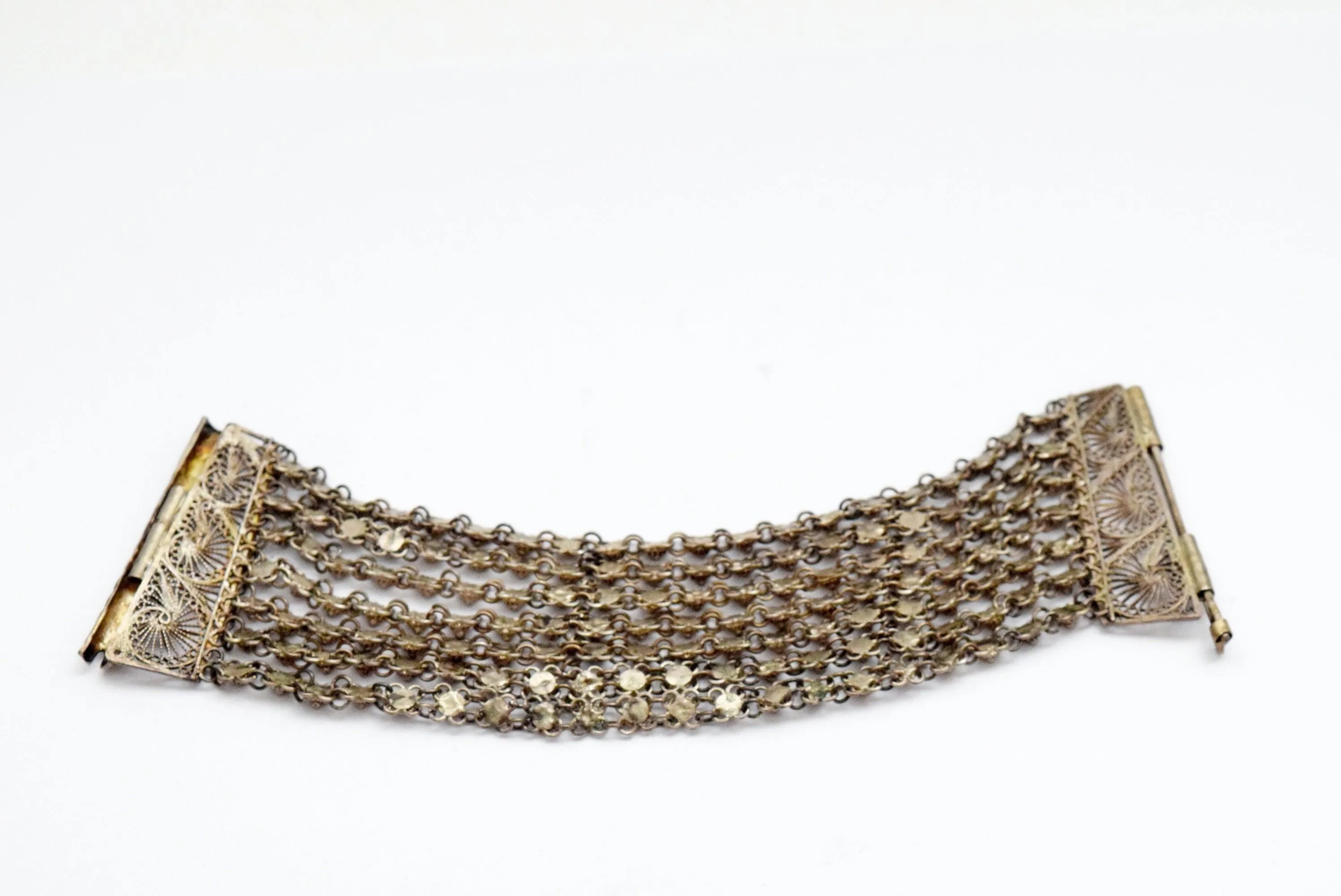 Vintage Silver Ottoman Filigree Link Bracelet