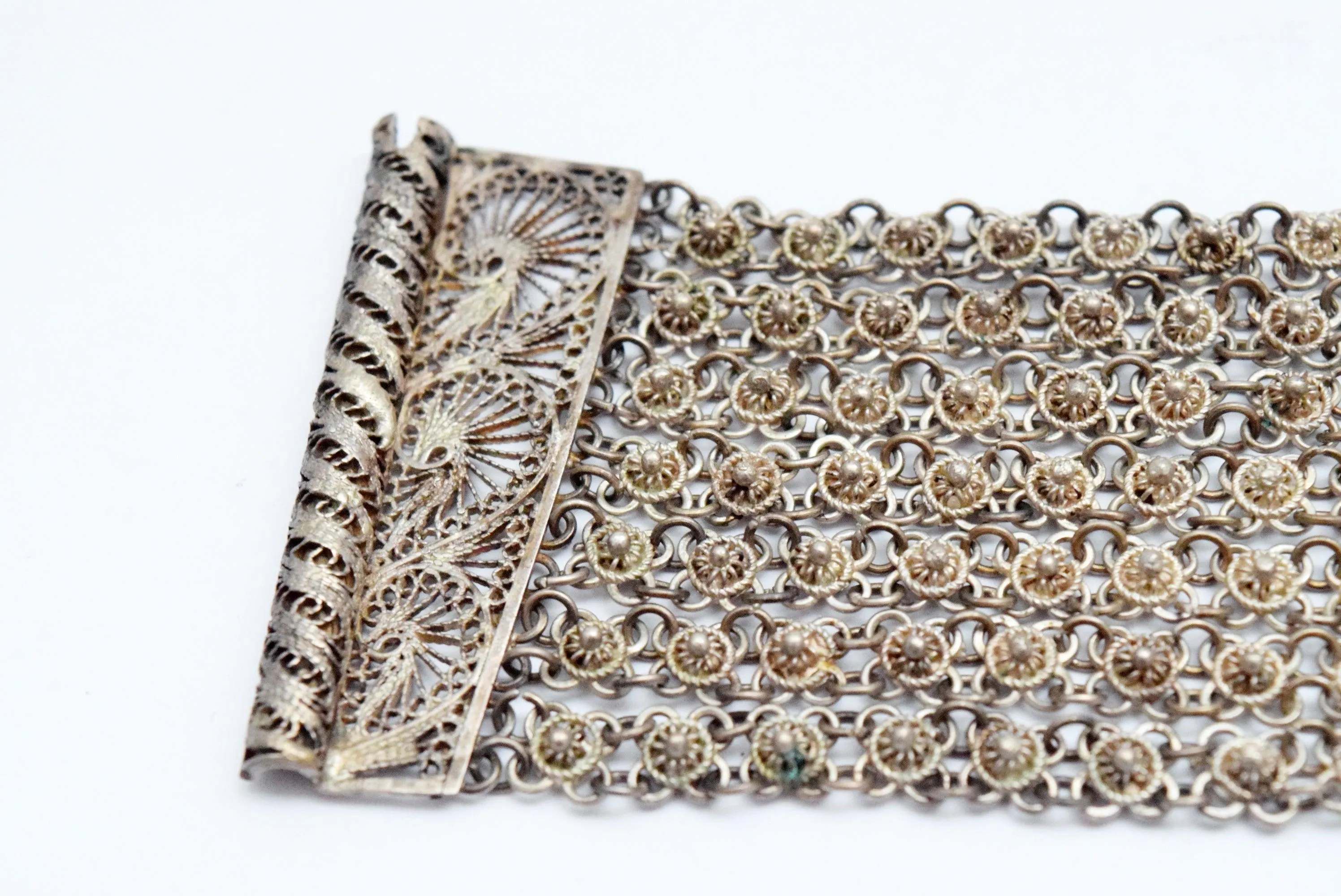 Vintage Silver Ottoman Filigree Link Bracelet