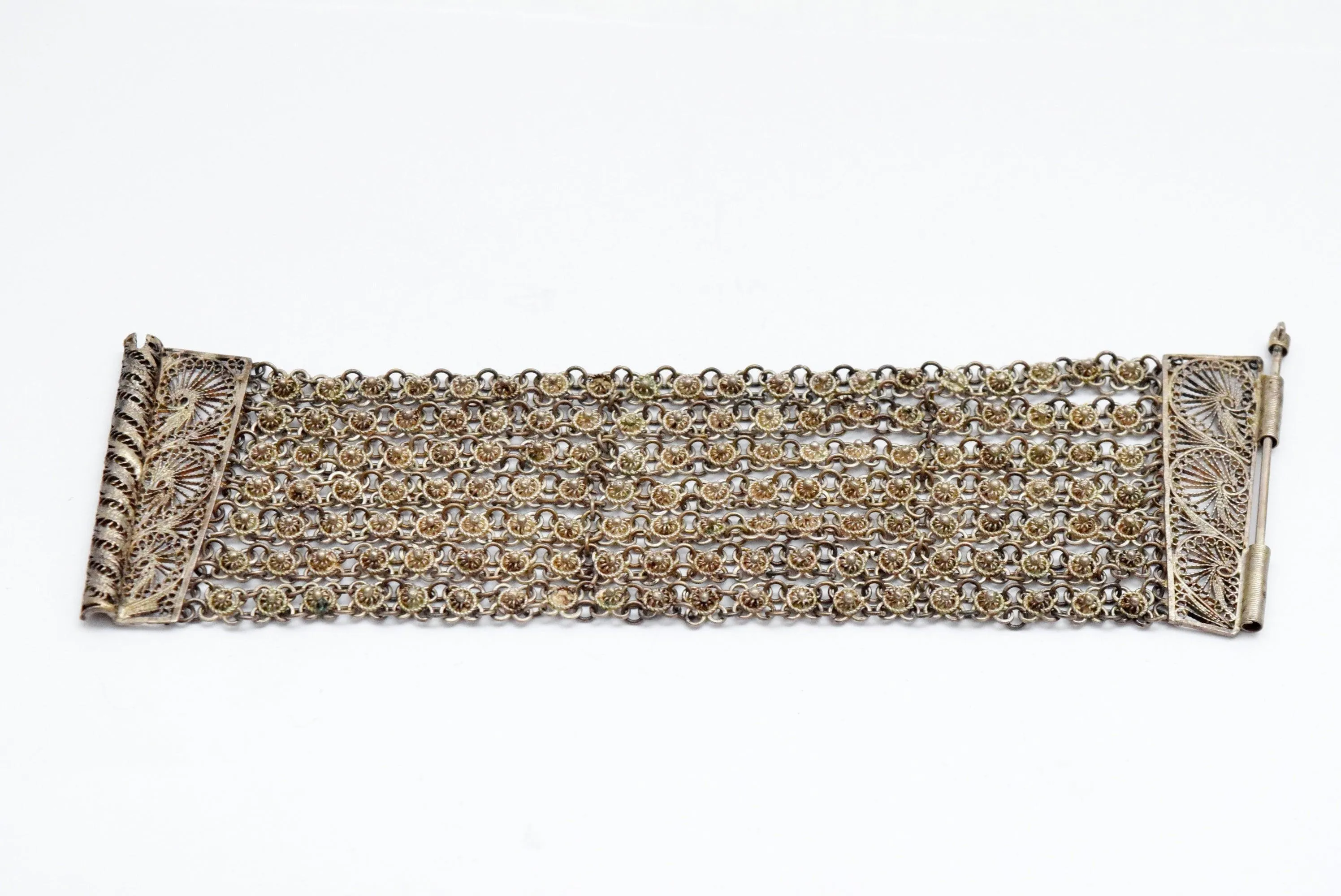 Vintage Silver Ottoman Filigree Link Bracelet