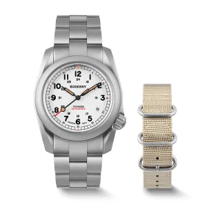 VOYAGER - 100M Waterproof Titanium Automatic Field Watch | White-bracelet